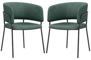 HOMCOM Set 2 Sedie da Cucina Imbottite, in Tessuto Effetto Velluto e Acciaio, Sedie per Sala da Pranzo, 57x53x73 cm, Verde | Aosom Italy