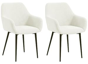 HOMCOM Set 2 Sedie Moderne Nordiche Imbottite con Braccioli Ricurvi per Soggiorno e Sala da Pranzo in Tessuto Effetto Velluto, Crema | Aosom Italy