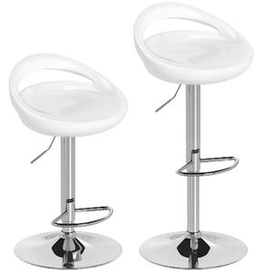HOMCOM Set 2 Sgabelli da Bar Girevoli con Poggiapiedi, Altezza Regolabile Base in Acciaio Seduta in ABS, Bianco