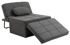 HOMCOM Poltrona Letto 4 in 1 con Schienale Regolabile in 5 posizioni, Cuscino e Imbottitura spessa, poggiapiedi ribaltabile, Grigio | Aosom Italy