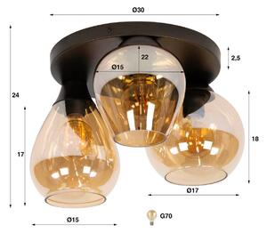 ZIJLSTRA Plafoniera soffitto Mix, dimmerabile, Crema / Ambra, Soggiorno / Sala da pranzo, Vetro, Scandinavo, Plafoniera