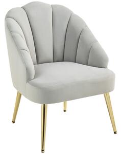 HOMCOM Poltrona in Velluto da Camera e Salotto a Conchiglia Stile Art Deco, Poltrona Design Moderno con Gambe in Acciaio, Grigio | Aosom Italy