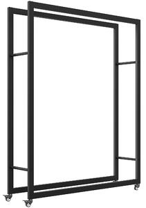 Outsunny Portalegna da Esterno e Interno con Ruote, Legnaia in Acciaio con Capacità 0.43m³, 120x32x151cm, Nero