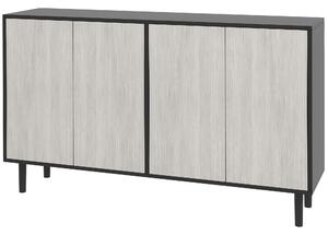 HOMCOM Credenza Moderna con 2 Armadietti e 4 Ante con Apertura a Pressione, 121x37x75cm, Nero
