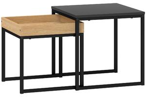 HOMCOM Set 2 Tavolini da Caffè Moderni con Gambe a U, in Legno e Acciaio, 45x45x45 cm e 40x40x40 cm, Nero