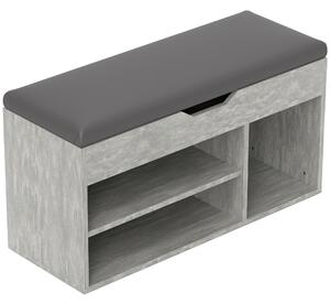 HOMCOM Scarpiera Salvaspazio Imbottita a 3 Ripiani Aperti con Spazio a Scomparsa, in Legno, 80x30x45 cm, Nero e Grigio