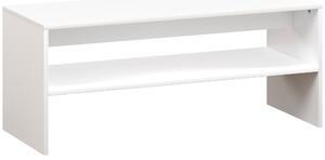 HOMCOM Tavolino da Caffè Moderno in Legno a 2 Livelli con Ripiano Aperto, 100x40x41.5 cm, Bianco