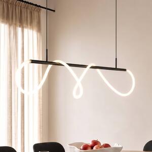Lucande Lampada a sospensione Kisune, bianco/nero, metallo Kisune, Nero, Soggiorno / Sala da pranzo, Plastica, Moderno