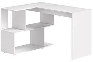 HOMCOM Scrivania Angolare Moderna per Ufficio con 4 Ripiani in Legno Bianco, 120x100x77 cm