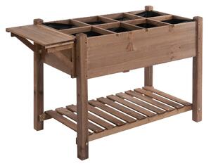 Outsunny Letto per Orto Rialzato in Legno con Ripiano Pieghevole e Mensola Inferiore, 123x54x74cm|Aosom