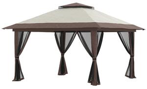 Outsunny Gazebo Pieghevole Pop Up 4x4 m ad Altezza Regolabile a 3 Livelli, Gazebo Esterno con Zanzariera, Sacchi di Sabbia, Borsa da Trasporto, UV50+, per Giardino Campeggio Feste, Beige | Aosom Italy