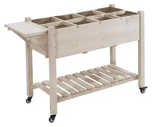 Outsunny Fioriera da Esterno a 8 Sezioni con Ripiano Laterale e Mensola in Legno di Abete, 123x54x87 cm, Legno | Aosom Italy