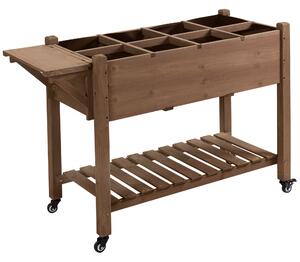 Outsunny Fioriera da Esterno a 8 Vasi con Ripiano Laterale e Mensola Inferiore, in Legno di Abete, 123x54x87 cm | Aosom Italy