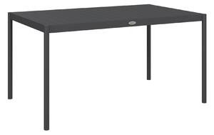 Outsunny Tavolo da Giardino a Doghe per 6 Persone in Acciaio e Alluminio, 145x90x74 cm, Grigio Scuro | Aosom Italy