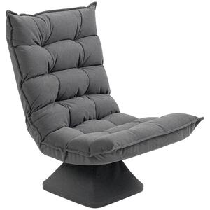 HOMCOM Poltrona per Salotto Girevole e Vellutata con Schienale Regolabile in 5 Posizioni, 62x70x95 cm, Grigio | Aosom Italy