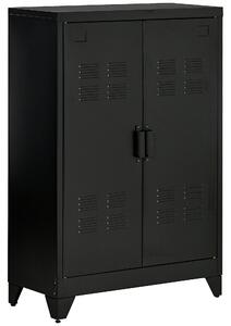 HOMCOM Armadietto Metallico a 2 Ante in Stile Industriale per Casa e Garage, 75x33x110 cm, Nero | Aosom Italy