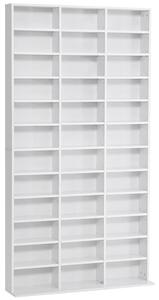 HOMCOM Libreria Porta CD in Legno con 3 Colonne da 12 Ripiani ad Altezza Regolabile, 102x23.5x195 cm, Bianco | Aosom Italy