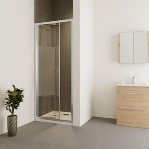 Porta doccia pieghevole Verve 80 cm, H 190 cm in vetro, spessore 6 mm serigrafato cromato