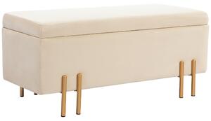 HOMCOM Panca Fondo Letto Moderna con Spazio Contenitore Interno, in Poliestere Beige, 100x40x42 cm | Aosom Italy