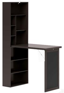 HOMCOM Scrivania Moderna Pieghevole con Libreria e Lavagna, in Legno e Metallo, 98x51x153 cm, Marrone | Aosom Italy