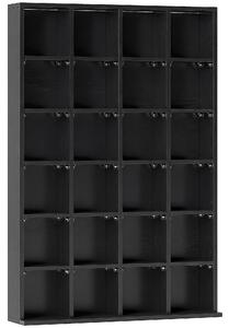 HOMCOM Mobile Porta CD con Ripiani Regolabili per 456 CD o 336 DVD, 24 Scomparti, 89x20x130.5 cm, Nero | Aosom Italy