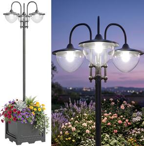 Outsunny Lampione Intelligente a Pannelli Solari con 3 Lampade Led, 3 livelli e Accensione Automatica, 60x55x189 cm, Nero | Aosom Italy