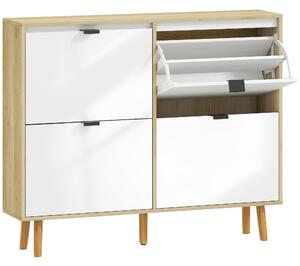 HOMCOM Scarpiera Slim Moderna con 4 Cassetti Ribaltabili per 20 Paia di Scarpe, 105x24x92.5 cm, Bianco | Aosom Italy