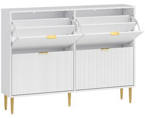 HOMCOM Scarpiera Slim per 20 Paia di Scarpe con 4 Cassetti a Ribalta e Ripiani Regolabili, 105x24x91.5 cm, Bianco | Aosom Italy