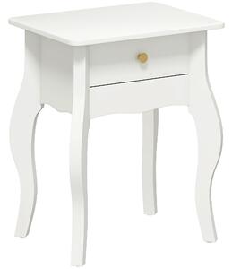HOMCOM Tavolino da Salotto con Cassetto in Stile Francese con Gambe Curve, 45x35x55 cm, Bianco | Aosom Italy