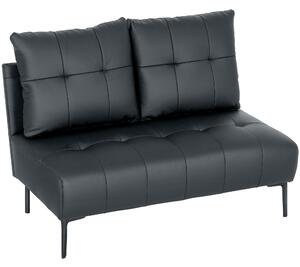 HOMCOM Divano 2 Posti in Finta Pelle Senza Braccioli e Trapuntato a Bottoni, 115x73x83 cm, Nero | Aosom Italy