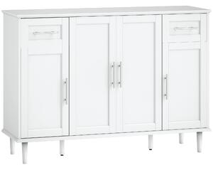 HOMCOM Credenza Buffet Elegante con 2 Cassetti e 3 Armadietti con Ripiani Regolabili, in Legno, 120x38x86 cm, Bianco | Aosom Italy