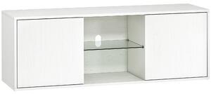 HOMCOM Mobile Porta TV fino a 55" Sospeso o a Terra, Ante Soft Close, Foro Passacavi e Ripiano in Vetro, Bianco | Aosom Italy