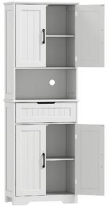 HOMCOM Credenza Cucina con 2 Armadietti e Cassetto, Piano Centrale Aperto e Ripiani Regolabili, Bianco | Aosom Italy