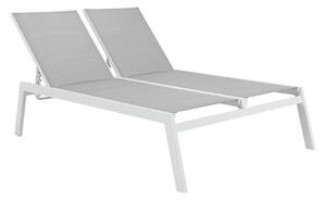 Lettino senza cuscino Isboa NATERIAL in alluminio bianco e seduta grigio