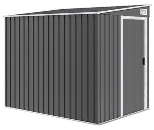 Outsunny Casetta da Giardino con Base, Porta Scorrevole e Tetto Inclinato, Capanno Attrezzi in Metallo, 1.5x2m, Grigio Scuro | Aosom Italy