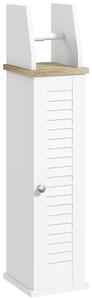 Kleankin Mobile Bagno Porta Carta Igienica Salvaspazio con Armadietto e Mensola Regolabile, 18x20x80 cm, Bianco | Aosom Italy
