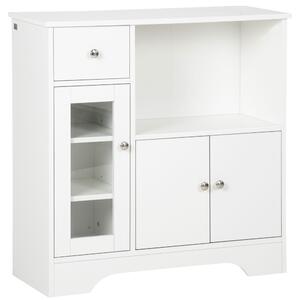 HOMCOM Credenza Buffet con Vano Aperto, Cassetto, 3 Ripiani e Armadietto a 2 Ante, in Legno, 80x30x82 cm, Bianco | Aosom Italy