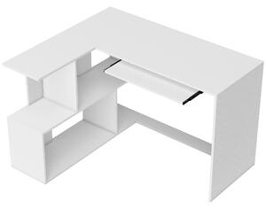 HOMCOM Scrivania Angolare Moderna con Ripiano Scorrevole per Tastiera e Scaffale a 4 Ripiani, Bianco | Aosom Italy