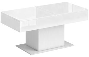 HOMCOM Tavolino da Caffè Estensibile con Vano Contenitore Moderno, 108-178.5x53x49 cm, Bianco Lucido | Aosom Italy