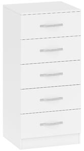 HOMCOM Cassettiera 5 Cassetti dallo Stile Moderno, in Truciolato, 40x35x85 cm, Bianco | Aosom Italy