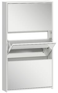 HOMCOM Scarpiera a Specchio con 3 Cassetti a Ribalta per 9 Paia di Scarpe, in Legno, 65x17x114.5 cm, Bianco | Aosom Italy