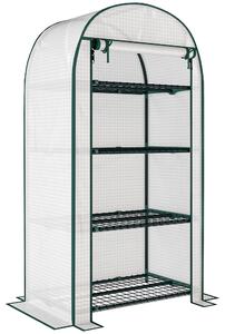 Outsunny Serra da Giardino Verticale con 4 Ripiani in Metallo e Copertura in PE, 80x50x160 cm, Bianco | Aosom Italy