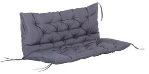 Outsunny Cuscino da Giardino 2 Posti per Sedute da Esterno con Schienale e 6 Lacci, Cuscino da Esterno Imbottito in Cotone e Poliestere, per Divani Dondoli Panche, 132x110x10 cm, Grigio Scuro | Aosom Italy
