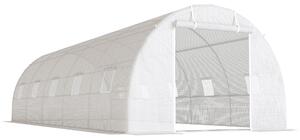 Outsunny Serra a Tunnel 8x3x2 m con Rivestimento in Plastica e Acciaio Rinforzato, Bianco | Aosom Italy