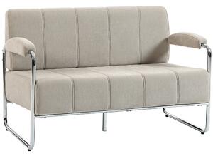 HOMCOM Divano 2 Posti Moderno Rivestito in Ciniglia Beige, in Acciaio, Spugna e Pannello Multistrato, 120x73x76 cm | Aosom Italy