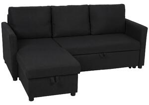 HOMCOM Divano Letto Angolare Effetto Lino con Vano Portaoggetti a Scomparsa, 192x148x86 cm, Grigio Antracite | Aosom Italy