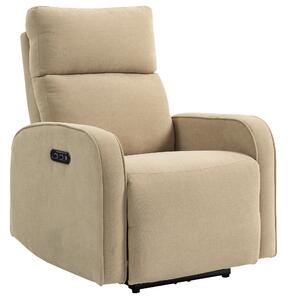 HOMCOM Poltrona Reclinabile Elettrica in Ciniglia con Poggiapiedi, Poggiatesta Regolabile e Prese, 80x93x103 cm, Beige | Aosom Italy