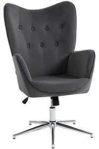 HOMCOM Poltroncina da Salotto Girevole con Braccioli in Velluto, con Dondolo e Altezza Regolabile, Grigio Scuro | Aosom Italy