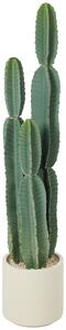 HOMCOM Pianta Artificiale di Cactus con 3 Steli in EVA, Vaso in PP, Decorazione per Soggiorno, 25x25x111 cm, Verde | Aosom Italy