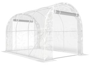 Outsunny Serra a Tunnel 2x3x2 m con Porte Avvolgibili, Telaio in Acciaio e Copertura in PE Anti-UV, Trasparente | Aosom Italy